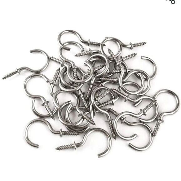 IDEALSV 58 Pcs Stainless Steel Screw Ceiling Hooks 1 Inch Cup Hook - Picture 1 of 3